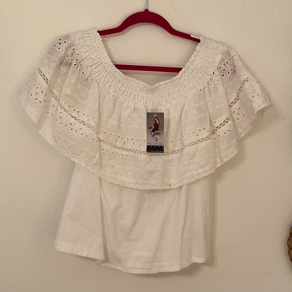Sofia White Eyelet 100% Cotton Blouse